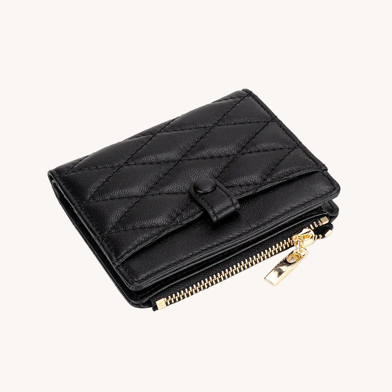 Sheepskin Women's Foldable Short Card Purse