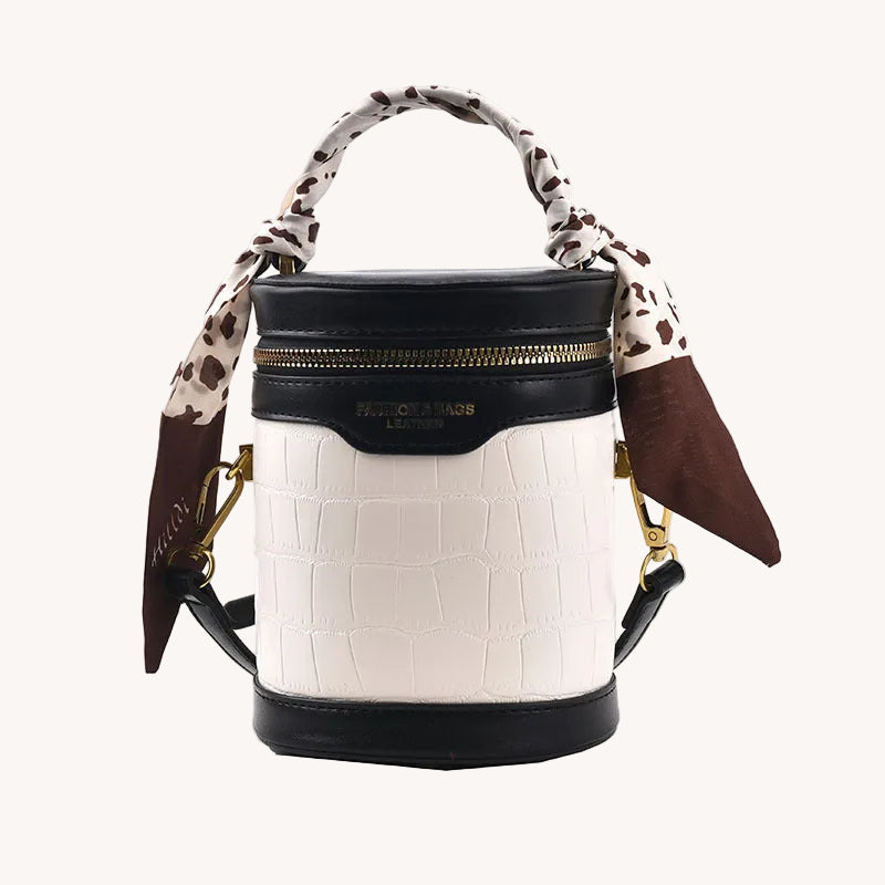 Stone Pattern Zip Bucket Tote Bag