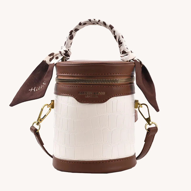 Stone Pattern Zip Bucket Tote Bag