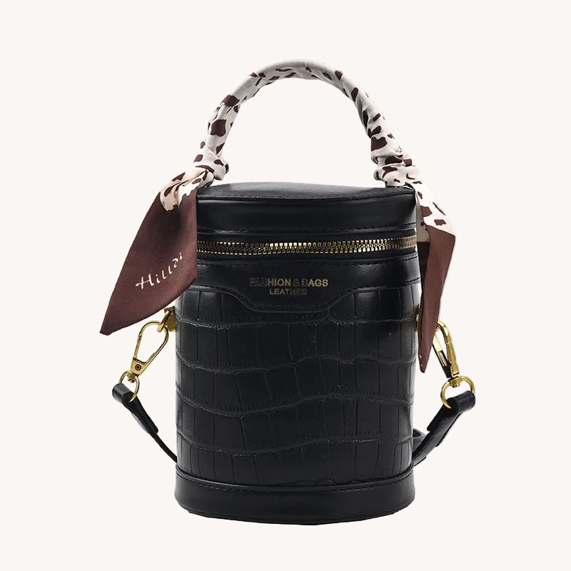 Stone Pattern Zip Bucket Tote Bag