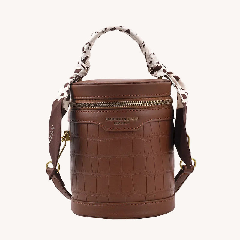 Stone Pattern Zip Bucket Tote Bag